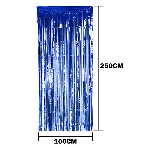 image for Sumind 4 Pack Foil Curtains Metallic Fringe Curtains Shimmer Curtain f