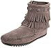 Minnetonka Women's Double Fringe Side Zip Boot,Grey,9 M US