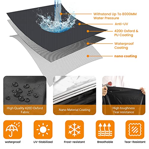 Funda para Motocicleta Impermeable extra grande-420D Tela Oxford Cubierta de Moto,con ventana para matrícula,4 tiras reflectantes,Tres hebillas cortaviento,2 Bocallaves（4XL 116 x 43 x 55 pulgadas)