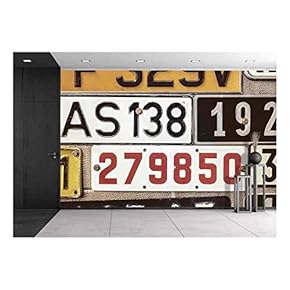 Sepia Toned Image of Old Number Plates on a Metal Garage Door - Removable Wall Mural | Self-Adhesive Large Wallpaper - 66x96 inches