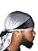 Velvet Premium Durag 360, 540, 720 Waves Extra Long Straps for Men Du-RAG Two-Tone (Black/Platinum)