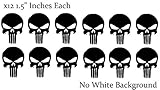 Punisher Skull Car Window Helmet Bumper Black Decal Stickers Pack Lot of 12 Model#33235