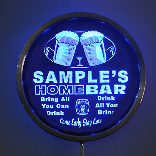 rs-p-tm-c Name Personalized Custom Home Bar Beer Round LED Sign 10" Diameter Multicolor with Remote Control