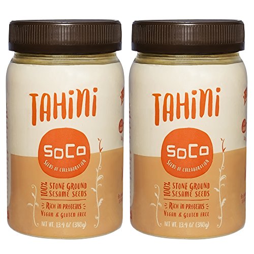 SoCo Tahini Sauce | Pure Stone Ground Sesame Seed Paste | Naturally Raw, Vegan, Kosher | 13.4 Ounce, 2 Pack