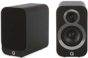Q Acoustics 3010i Compact Bookshelf Speakers Pair Carbon Black - 2-way Reflex Enclosure Type, 4" Bass Driver, 0.9" Tweeter - Stereo Speakers/Passive Speakers for Home Theater Sound System