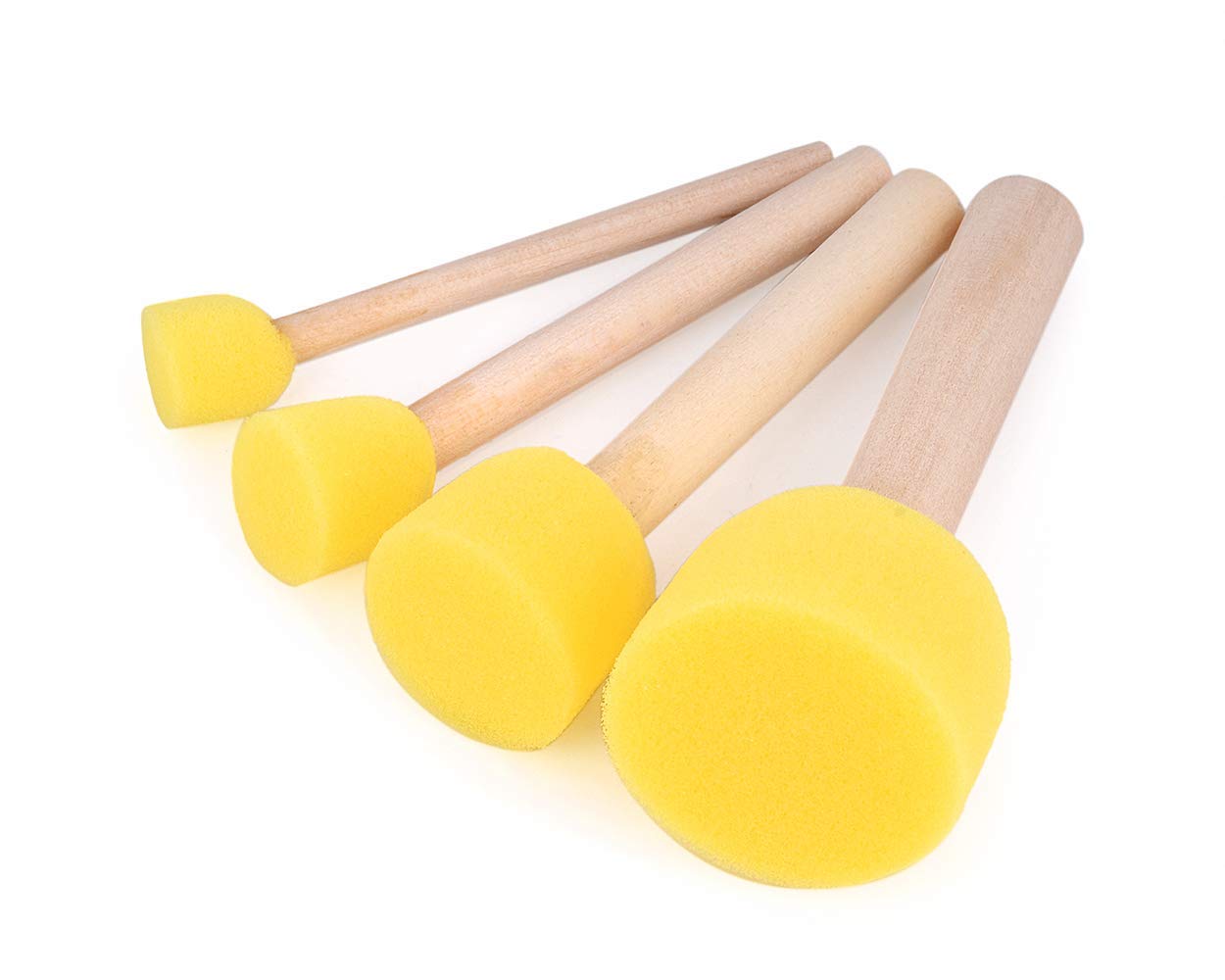 DS. DISTINCTIVE STYLE 20 Pieces Foam Brush Mini to Large Sponge Paint Brush Set of 4 Sizes (0.6-1.6 Inch) Round Sponge Brushes for Painting Yellow