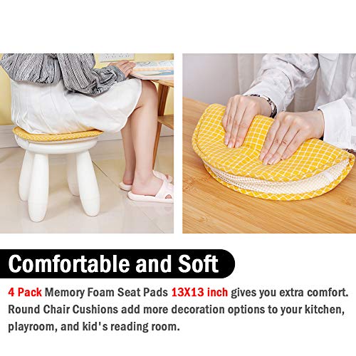 Memory Foam Striped Chair Pads 13 x 13 Inch Round Seat Cushions with