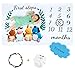 White Creations Baby Monthly Milestone Blanket 40 x 60 inch Thick Flannel Fleece Month Blanket + Garland, Ribbon, Cartoon Baby Socks and EVA Storage Bag – Soft Infant Growth Photo Props