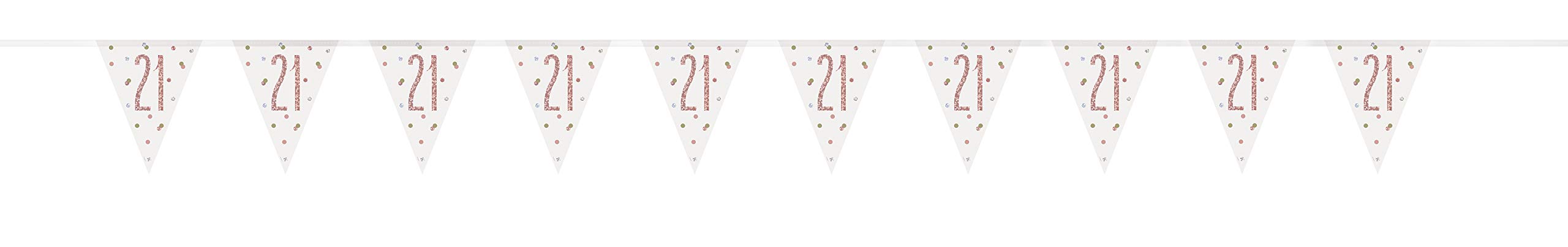 Stunning Rose Gold 21st Birthday Glitz Prismatic Flag Banner (274cm) - Perfect Celebration Decor for Birthday, Anniversary, & More - 1 Pc