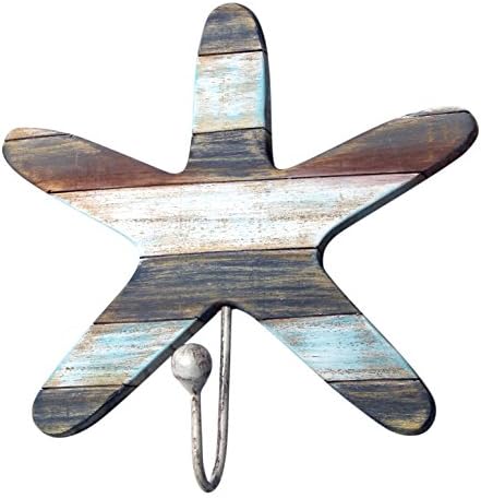 MTI Coastal Starfish Single Hook Wall Hanger Hand Carved Wood Decor