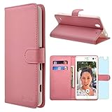 Sony Xperia C4 Case, INNOVAA Premium Leather Wallet Case with STAND Flip Cover W/ Free Screen Protector & Touch Screen Stylus Pen - Light Pink