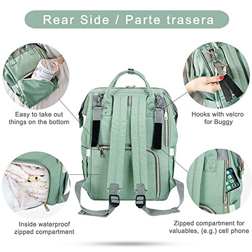 Diaper Bag Backpack with Stroller Straps, Airlab Bag for Baby Large Nappy Bag with Wipes Dispensers for Mom Dad Unisex, Organizer for Bottles, Diaper, Clothes and Changing Pad, Pink