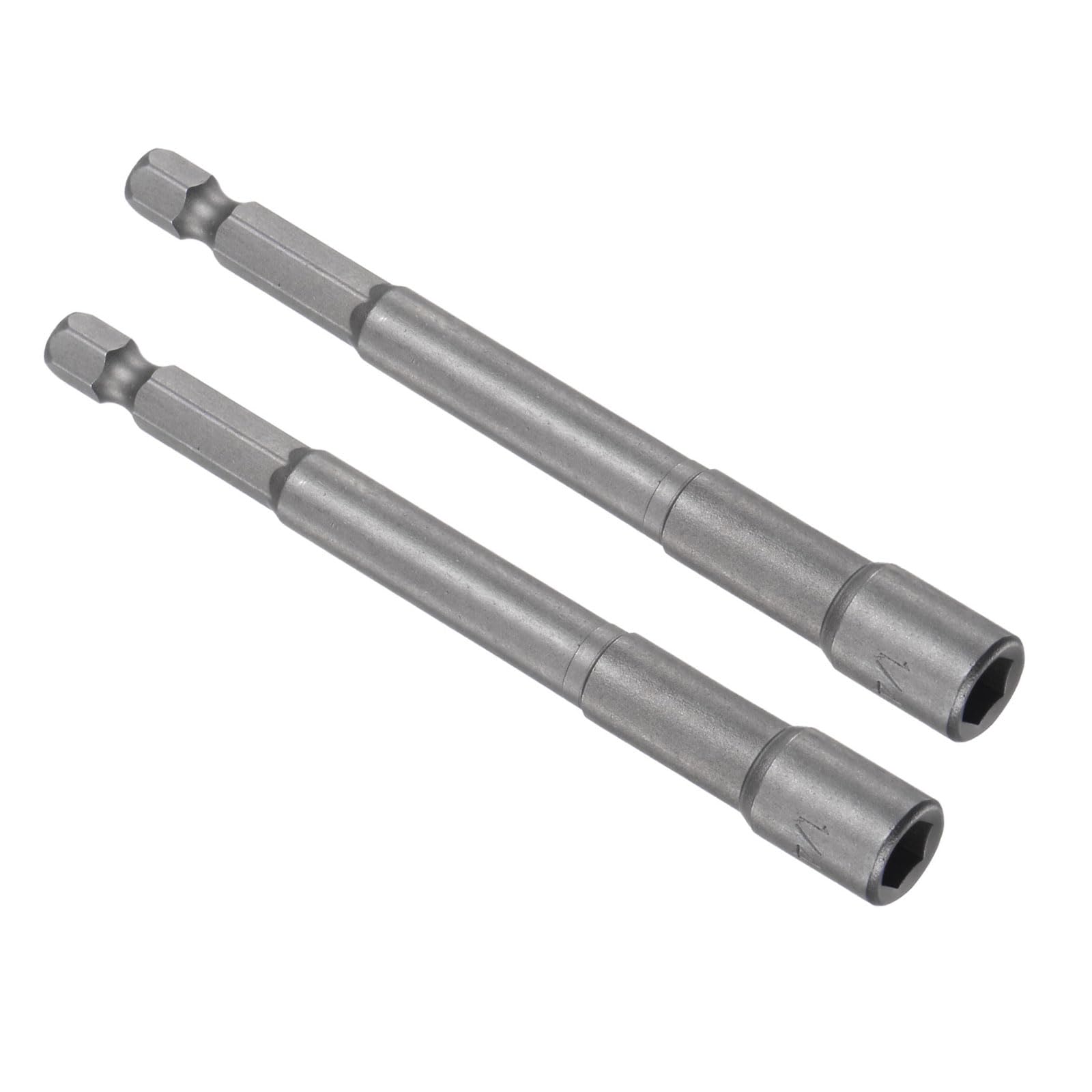 CoCud Quick-Change Nut Setter Driver Bit, 1/4-inch SAE 100mm Length 1/4" Shank, CR-V Magnetic Straight Shank Setter Drill Bits - (Applications: for Auto Repair) - 2pieces