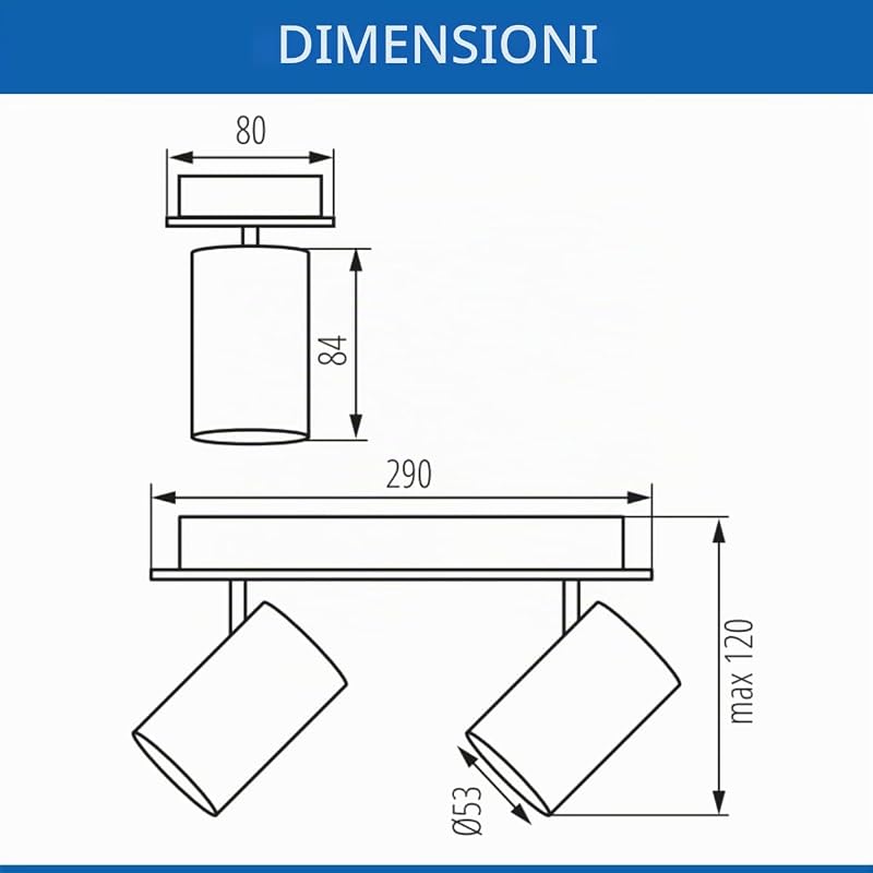 - Lampada da soffitto VENETO | Illuminazione moderna per uffici, appartamenti e stanze | Lampada da soffitto plafoniere | 2 x GU10 | Rotondo | Bianco