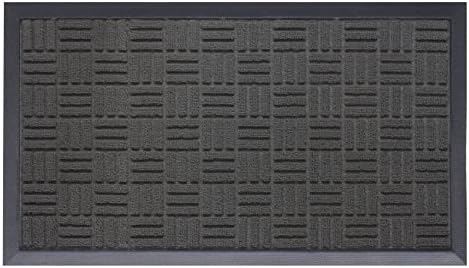 OVERSIZE Doormat Shoe Scraper Easy Clean Soft Texture Parquet Design Black