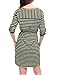 Allegra K Women 3/4 Sleeves Button Upper Above Knee Belted Stripes Dress S Green