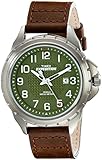 Timex Men's T499469J Expedition Rugged Silver-Tone Field Watch with Brown Genuine Leather Band