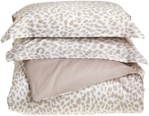 Regal Collection 300 Thread-Count Cheetah Print King 3-Piece Duvet Set, Taupe/Ivory