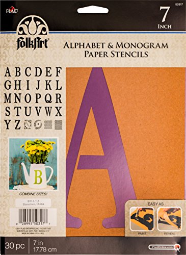 FolkArt PLA50317 Plaid Stencil Folk-Art Paper Alphabet & Monogram Serif 7", 7"