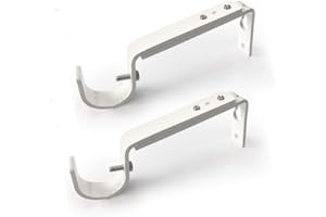 IHRDNNR Curtain Rod Brackets Heavy Duty Drapery Hardware Adjustable Rod Holders for 7/8 or 1 Inch Rods, Set of 3 (White, fits rods up to 1 inch)