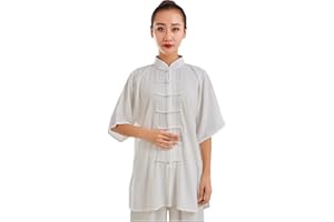ZooBoo Unisex Cotton Blend Short Sleeves Tai Chi Suit Morning Exercise Uniform Kung Fu Clothing