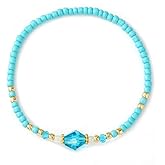 Opalencian Shell Beach Boho Bracelets for Women,Dainty Waterproof Summer Blue Elastic Bracelet Friendship Jewelry Gifts