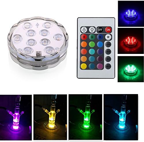 Urays Submersible led lights 10LEDs RGB with remote battery powered waterproof wedding party vase bas light Multicolor changing floral light for vase,Aquarium,pond,wedding,Halloween,party,Christmas