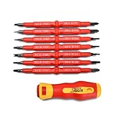 AGPtEK Insulated Electrical Screwdriver Phillips and Flat Double Head Precision 7pcs Set Black Finish Blades With Magnetic Tips Home Outdoor Repair Tool Kit