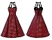 DRESSTELLS Vintage 1950s Rockabilly Polka Dots Audrey Dress Retro Cocktail Dress Black Red Dot M