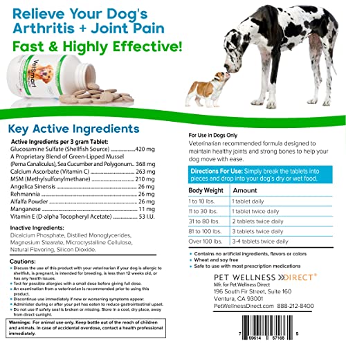 Joint Supplement for Dogs Green Lipped Mussel, MSM + Glucosamine