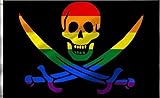 ANCONINE Rainbow Pirate Flag 4x6 FT, Jack Rackham
