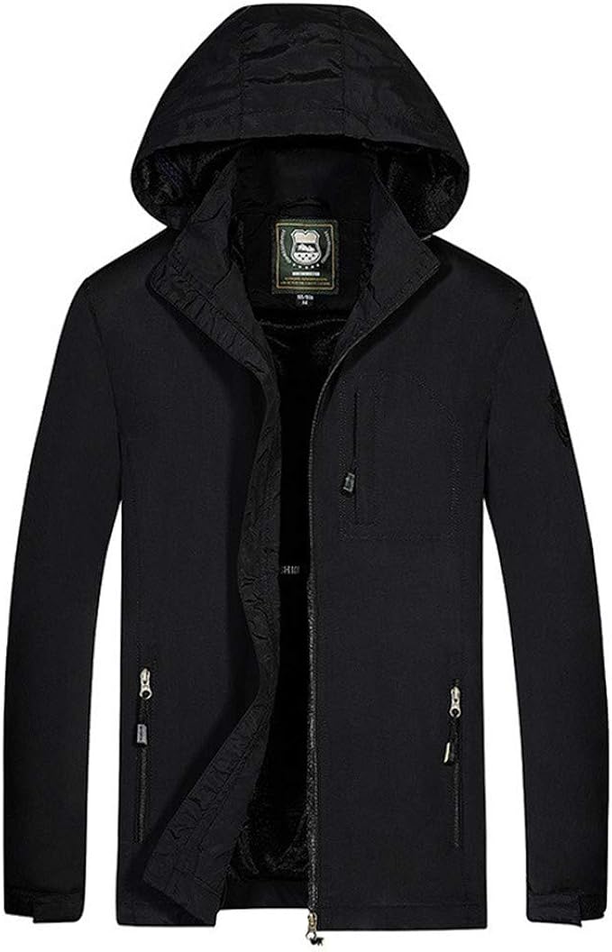 Men's Casual Jacket with Hooded Windproof Slim Fit Outdoor Lightweight