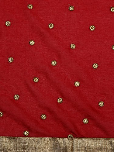 Dupatta Bazaar Woman's Embroidered Designer Red & Gold Chiffon Dupatta Stole / Scarf Shawl/Chunni
