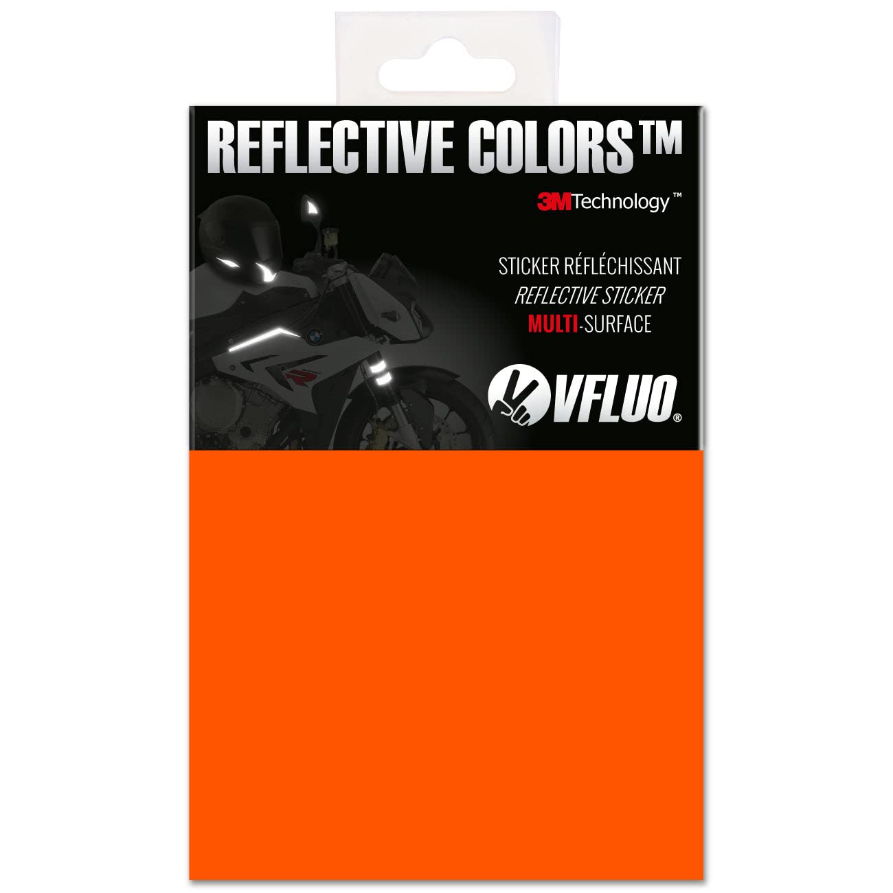 VFLUO 3M REFLECTIVE COLORS™, Universal adhesive DIY kit for Helmet/motorcycle/Scooter/Bike, 3M Technology™, 10 x 15 cm sheet, Orange