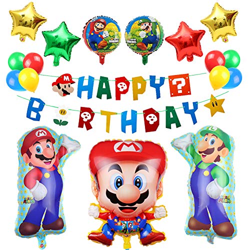 Mario Birthday Balloons Party Supplies, Super Mario Bros Happy Birthday