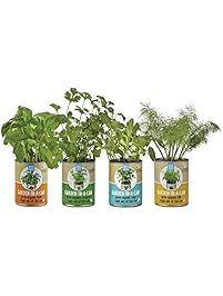 Back to the Roots Garden-in-a-Can Grow Organic Herbs Variety Pack, Basil/Cilantro/Dill/Sage, 4 Count