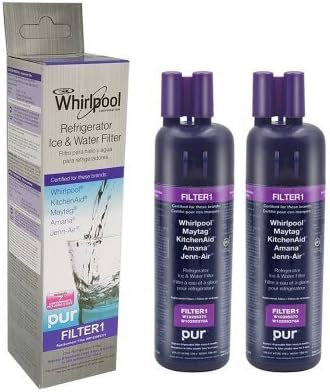 Pur Push Bottom Whirlpool PUR FILTER 1 Refrigerator Water Filter, EDR1RXD1, W102995370 (2 Pack)