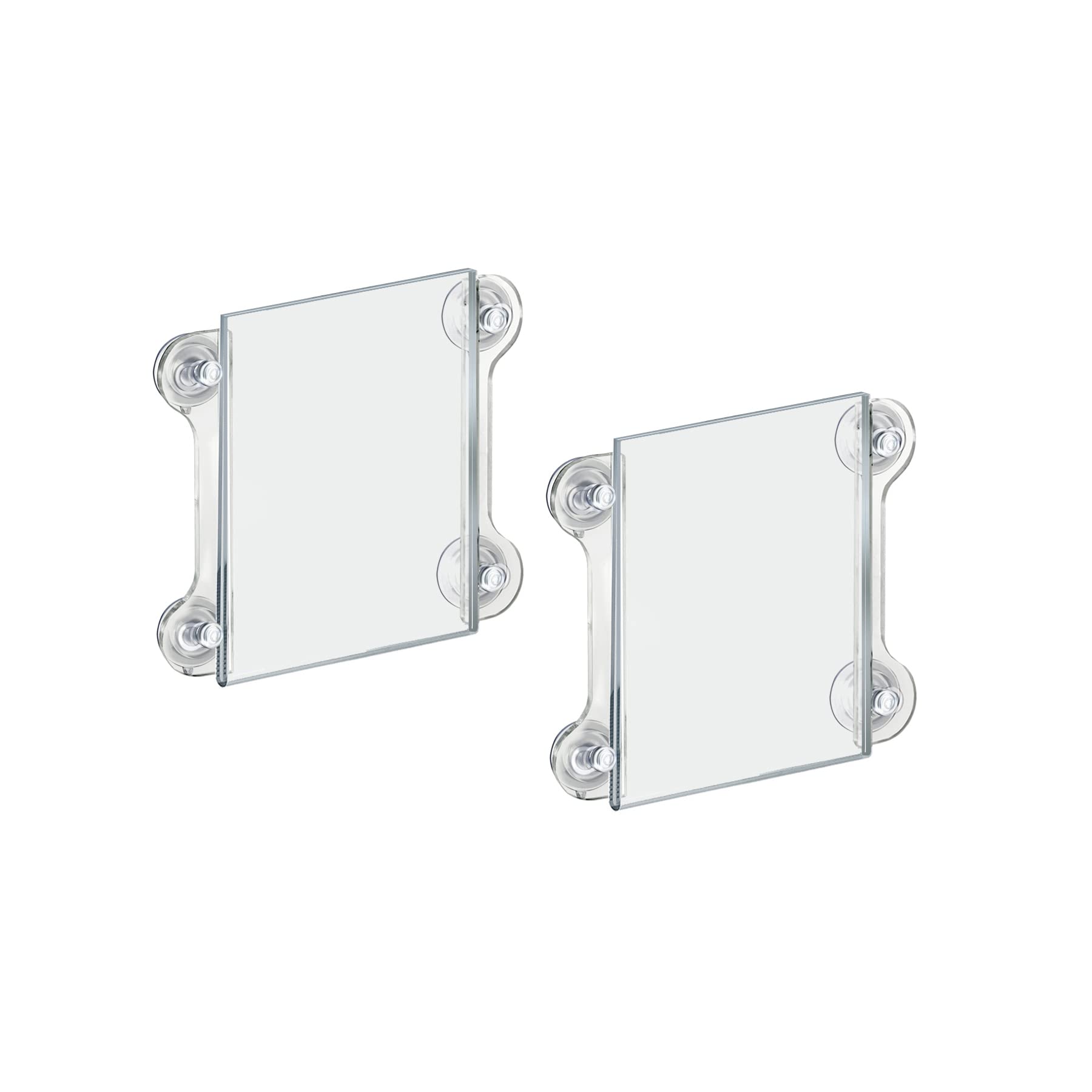 Azar Displays 106626-2Pk 8.5" W by 8.5" H Acrylic Sign Holder w Suction Cups, Holds 8.5 H x 5.5 W Sign
