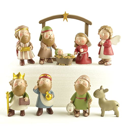ENNAS Set of 10 Christmas Holiday Nativity Scene includes Stable, Joseph, Jesus, Mary and Wisemen