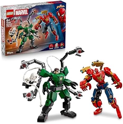 | Mech-Duell: Spider-Man vs. Doc Ock - Superhelden Spielzeug mit 2 Actionfiguren, 3 Minifiguren, Shootern - Konstruktionsspielzeug für Kinder - Geschenk für Jungen ab 6 Jahren und Mädchen - 76338