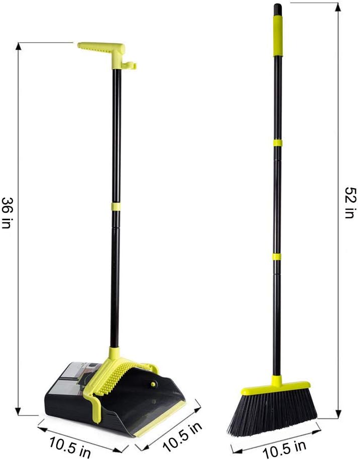 Dust Pan Sweep Set Broom Dustpan Cleans Broom Combo with Long Handle for Home Kitchen Room Office Lobby Upright Stand up Dustpan Broom Set: Kitchen & Dining