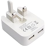 Aulola&reg; TH31 White 5V 2A 2 Ports Dual USB AC Power Adaptor 3 Pin UK Plug Wall / Travel Mains Charger Compatible with most phones and tablets PC iPhone 4 4S 5 5S 5C 6 6 plus iPod HTC Sony Samsung Galaxy S4 S5 iPad Mini/Air Samsung Galaxy Tablet 10.1" 8.9" 7" inch Tab 2 Note etc