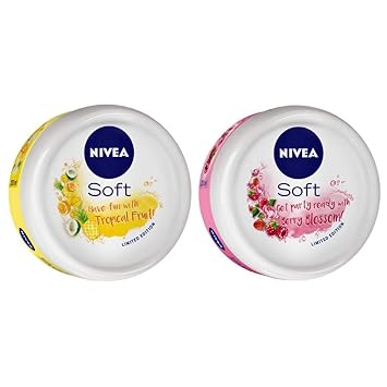 Nivea Soft Light Moisturizer Tropical Fruit With Vitamin E & Jojoba Oil, 100 Ml And Nivea Soft Light Moisturizer Berry Blossom With Vitamin E & Jojoba Oil, 100 Ml