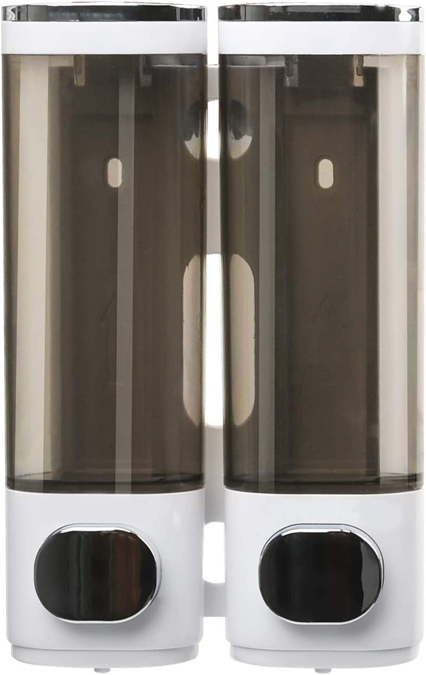 Wall Mounted Soap Dispenser, 600ml Bathroom Soap Dispenser Wall Mounted Shampoo Dispenser, Hand Soap Dispenser, Shampoo Shower Gel Dispenser Lotion Container for Bathroom Kitchen Hotel, 2 Chamber