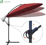 VOUNOT 3m Cantilever Garden Parasol Umbrella Red 18 Ribs Crank Handle Outdoor view 2