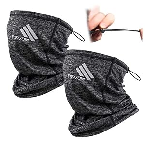 Face Coverings 2Pack, Breathable Face Scarf Neck Warmer Gaiter Bandana with Adjustable Drawstring, Washable…