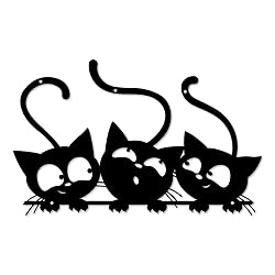 Three Black Cat Wall Art, Metal Cat Wall