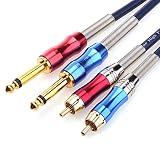 TISINO Dual 1/4 inch TS to Dual RCA Stereo Audio Interconnect Cable Patch Cable Cords -3.3 ft
