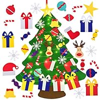 DearHouse DIY Felt Christmas Tree Set, 26pcs Detachable Ornaments, Xmas Gifts for Kids New Year Handmade Christmas Door Wall Hanging Decorations