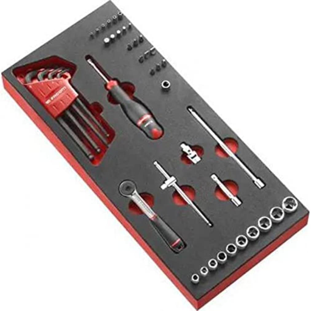FACOM MODM.R161-36 Foam Module, 6-Point Metric Sockets, Multi-Color, 1/4